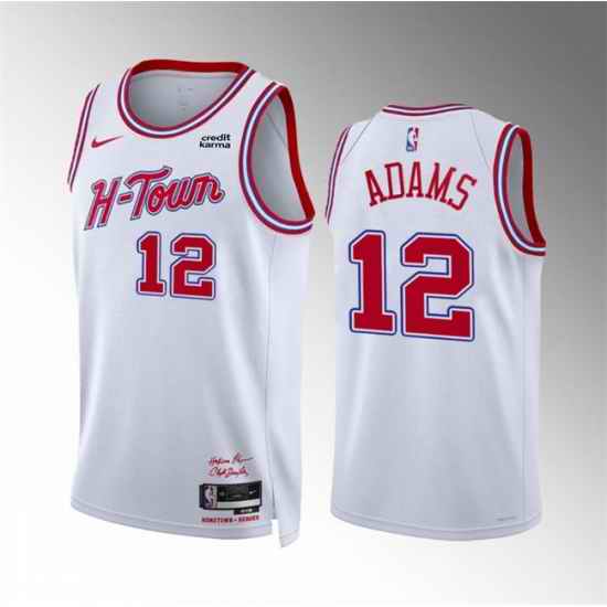 Men Houston Rockets 12 Steven Adams White 2023 24 City Edition Stitched Jersey