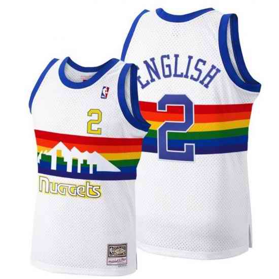 Men Denver Nuggets 2 Alex English 1987 88 White Mitchell Ness Swingman Stitched Basketball Jersey