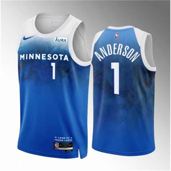 Men Minnesota Timberwolves 1 Kyle Anderson Blue 2023 24 City Edition Stitched Jersey