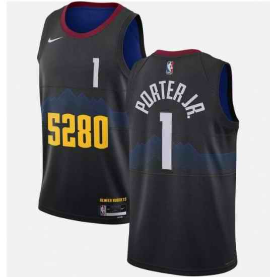 Men Denver Nuggets 1 Michael Porter Jr 2024 5280 Model Stitched Basketball Jersey
