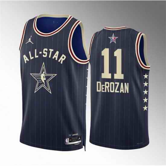 Men 2024 All Star 11 DeMar DeRozan Navy Stitched Basketball Jersey