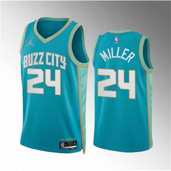 Men Charlotte Hornets 24 Brandon Miller Teal 2023 24 City Edition Stitched Basketball Jersey