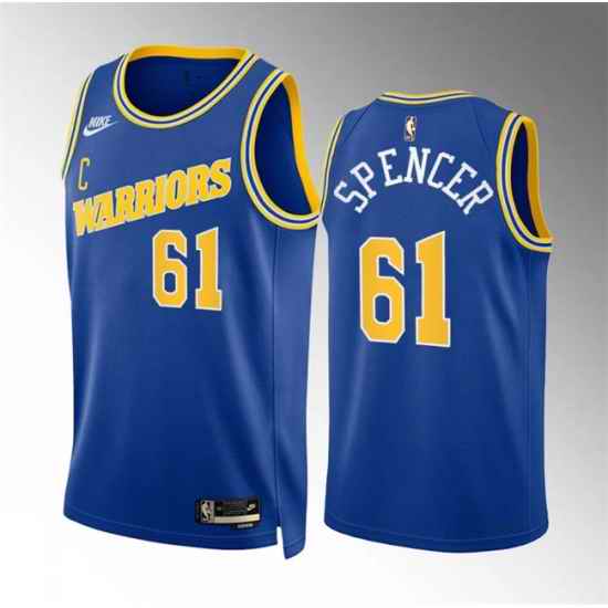 Men Golden State Warriors 61 Pat Spencer Blue Classic Edition Stitched Basketball Jersey