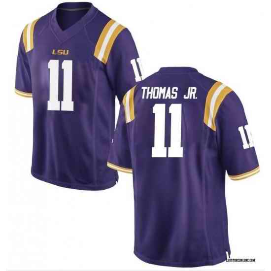 Men LSU Tigers Brian Thomas JR. Purple Stitched Game Jersey