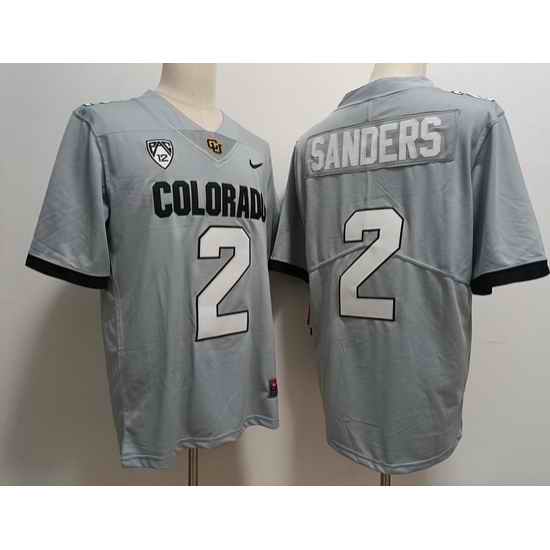 ��en Colorado Buffaloes #2 Shedeur Sanders Gray 2023 FUSE Stitched Football Jersey