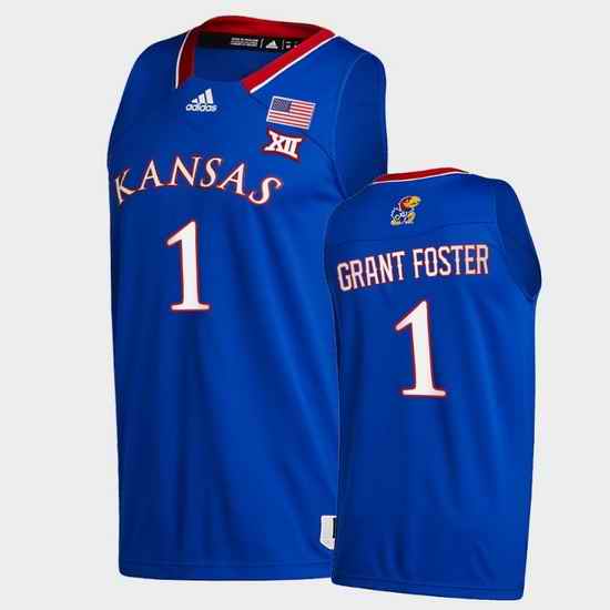 Men Kansas Jayhawks Tyon Grant Foster College Basketball Royal New Season 2020 21 Jersey