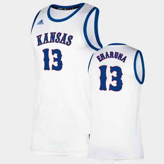 Men Kansas Jayhawks Tristan Enaruna Classic White College Basketball Jersey