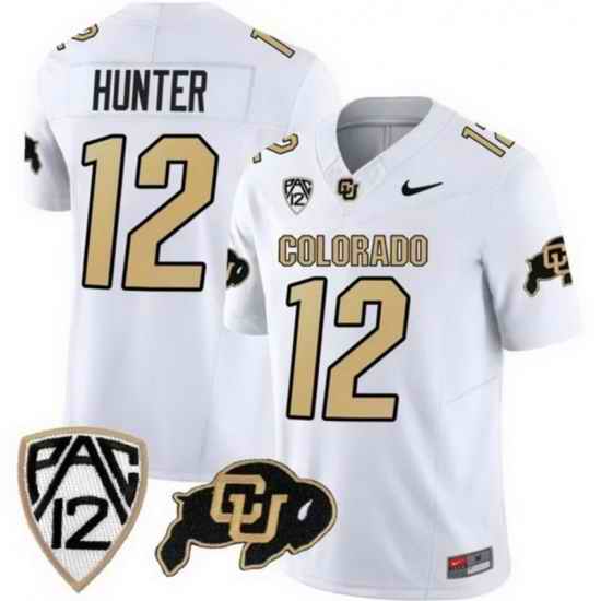 Colorado Buffaloes #12 Travis Hunter White 2023 Fuse Stitched Football Jersey
