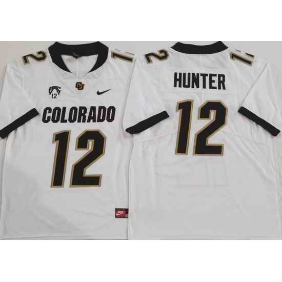 Men Colorado Buffaloes Travis Hunter #12 White Stitched Football Jersey II