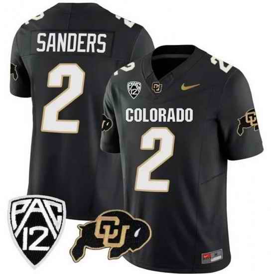 Colorado Buffaloes #2 Shedeur Sanders Black 2023 FUSE Stitched Football Jersey