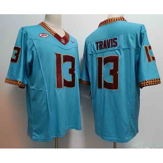 Men Florida State Seminoles #13 Jordan Travis White 2023 F U S E Blue Stitched Limited NCAA Jersey