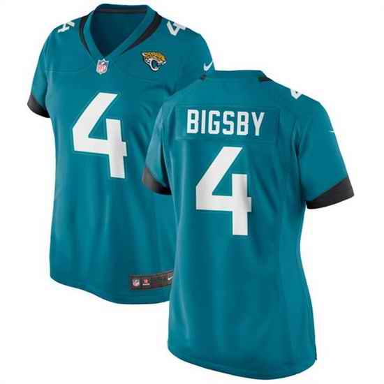 Women Jacksonville Jaguars 4 Tank Bigsby Teal Stitched Jersey  Run Small