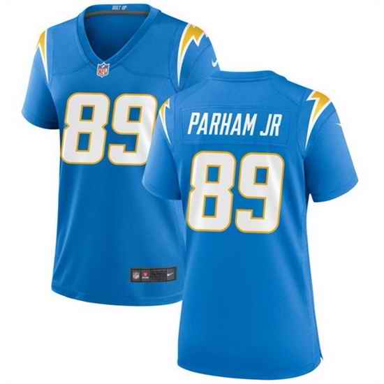 Women Los Angeles Chargers 89 Donald Parham Jr Blue Stitched Game Jersey  Run Small