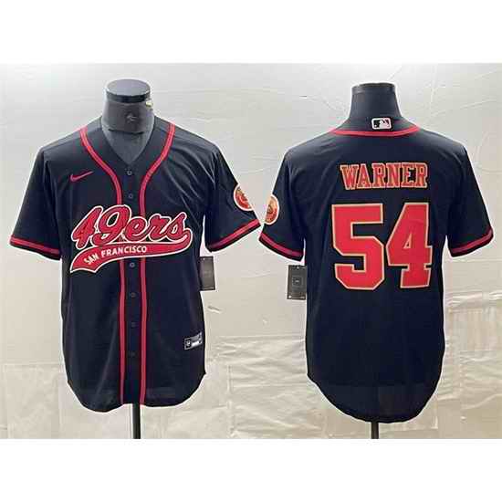 Men San Francisco 49ers 54 Fred Warner Black With Patch Cool Base Stitched Baseball Jersey