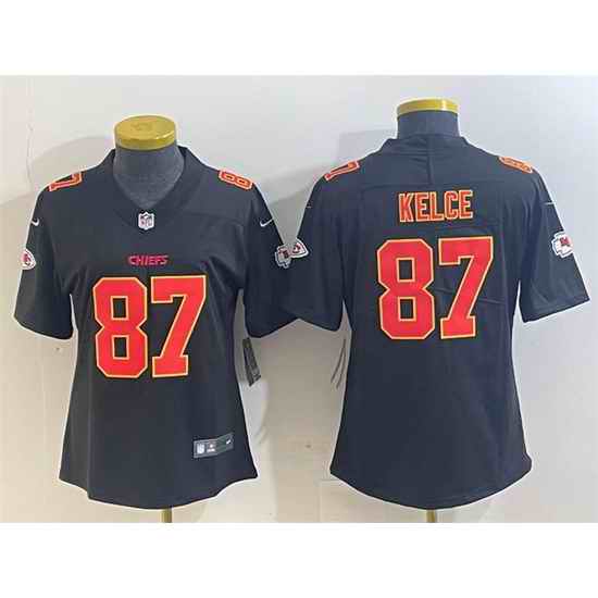 Women Kansas City Chiefs 87 Travis Kelce Black Vapor Untouchable Limited Stitched Football Jersey