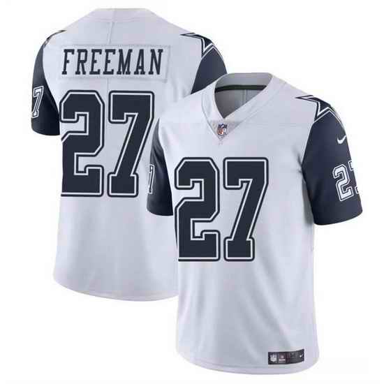 Men Dallas Cowboys 27 Royce Freeman White Color Rush Limited Stitched Football Jersey