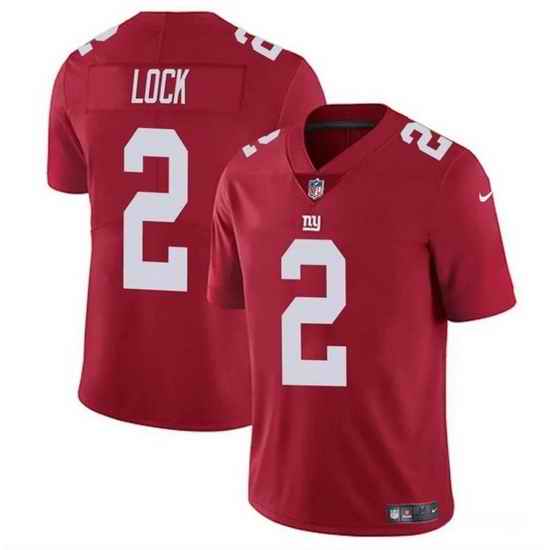 Men New York Giants 2 Drew Lock Red Vapor Untouchable Limited Stitched Jersey