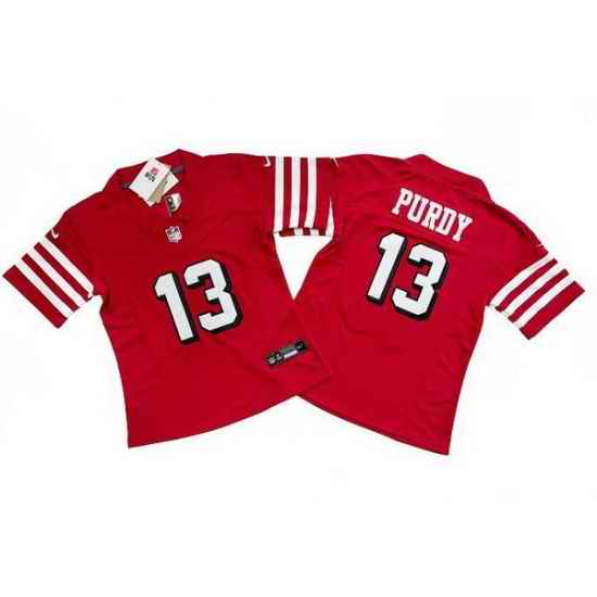 Women San Francisco 49ers 13 Brock Purdy New Red 2023 F U S E  Stitched Football Jersey