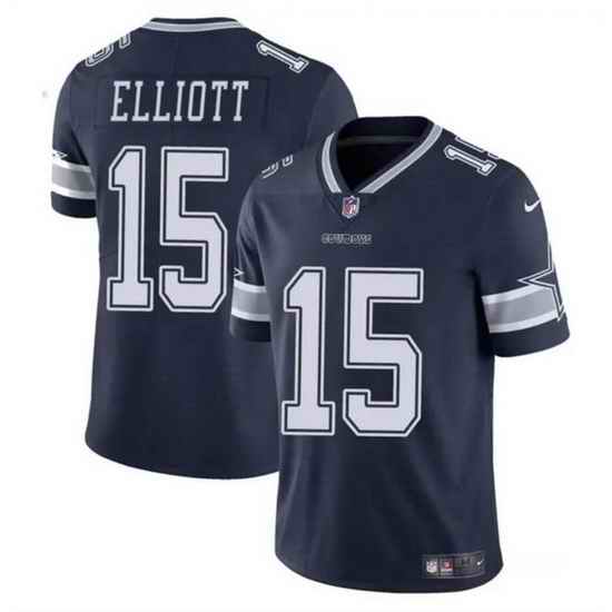 Men Dallas Cowboys 15 Ezekiel Elliott Navy Vapor Untouchable Limited Stitched Football Jersey