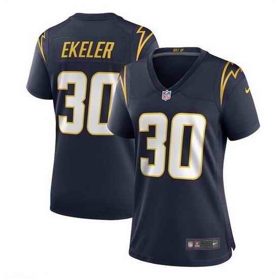 Women Los Angeles Chargers 30 Austin Ekeler Navy Stitched Jersey  Run Small