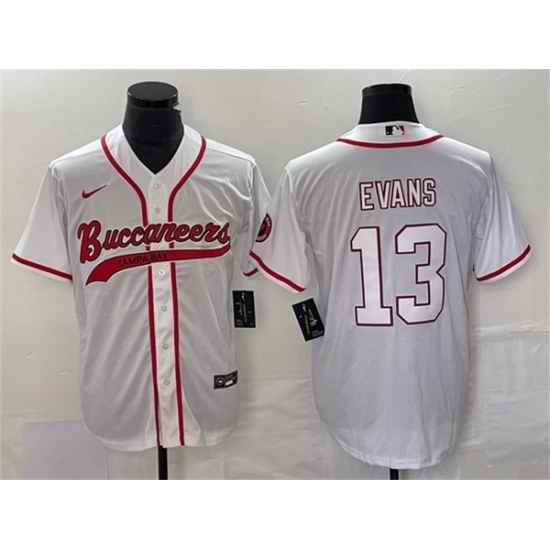 Men Tampa Bay Buccaneers 13 Mike Evans White Cool Base Stitched Baseball Jersey