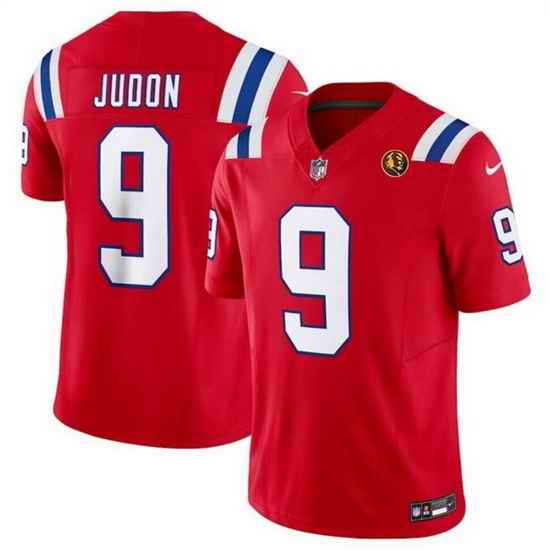 Men New England Patriots 9 Matthew Judon Red 2023 F U S E  With John Madden Patch Vapor Limited Stitched Football Jersey