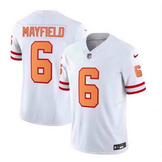 Men Tampa Bay Buccaneers 6 Baker Mayfield 2023 F U S E  White Throwback Limited Stitched Jersey