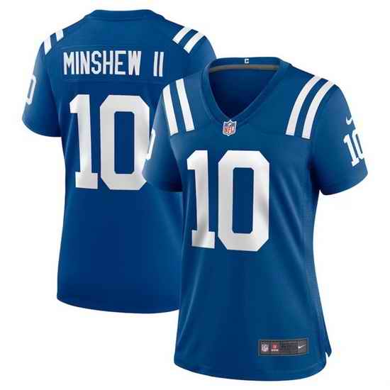 Women Indianapolis Colts 10 Gardner Minshew Blue 2023 Draft Stitched Game Jersey 28Run Small 29