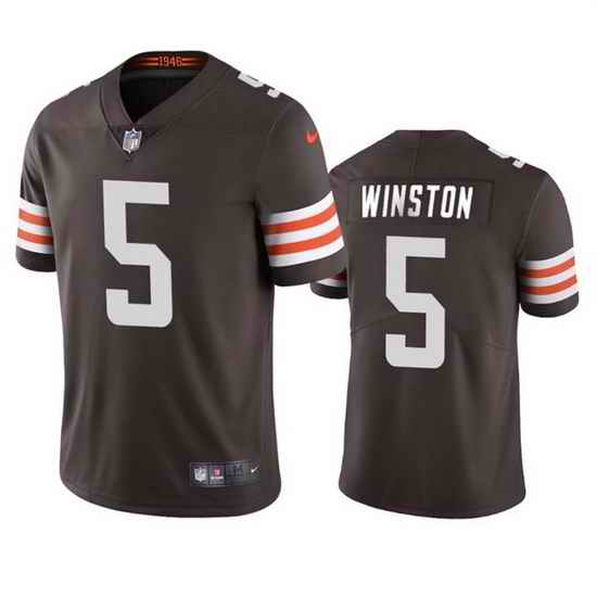 Men Cleveland Browns 5 Jameis Winston Brown Vapor Limited Stitched Football Jersey
