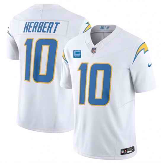 Men Los Angeles Chargers 10 Justin Herbert White 2023 F U S E  With 3 Star C Patch Vapor Untouchable Limited Stitched Jersey