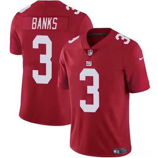 Men New York Giants 3 Deonte Banks Red 2023 F U S E  Vapor Untouchable Limited Stitched Jersey