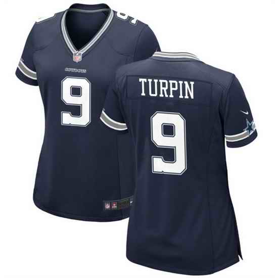 Women Dallas Cowboys 9 KaVontae Turpin Navy Stitched Football Jersey  Run Small