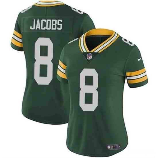Women Green Bay Packers 8 Josh Jacobs Green Vapor Untouchable Limited Stitched Jersey