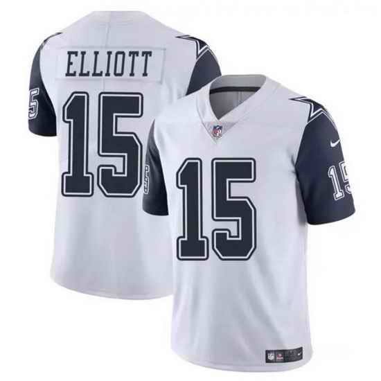 Men Dallas Cowboys 15 Ezekiel Elliott White Color Rush Limited Stitched Football Jersey