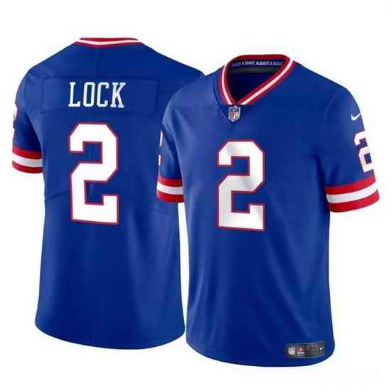Men New York Giants 2 Drew Lock Blue Throwback Vapor Untouchable Limited Stitched Jersey