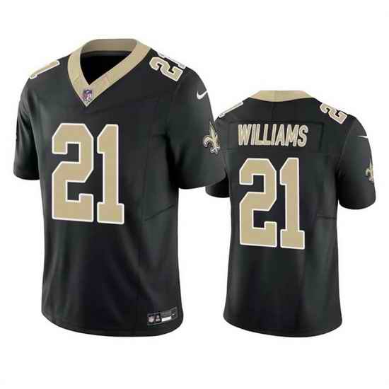 Men New Orleans Saints 21 Jamaal Williams Black 2023 F U S E  Vapor Untouchable Limited Stitched Jersey