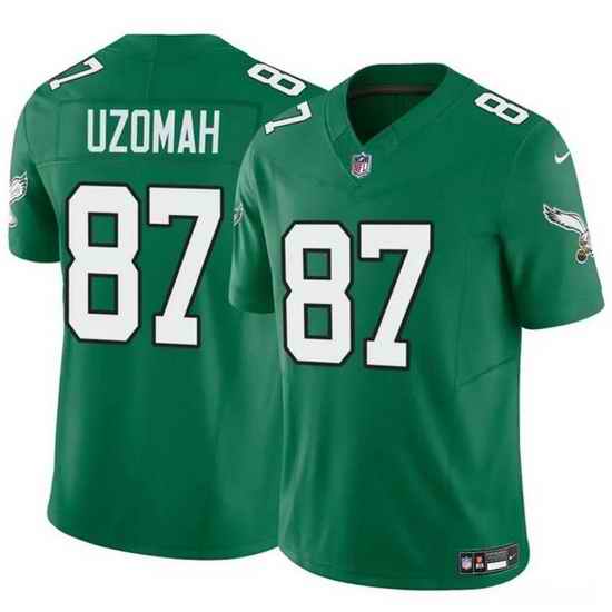 Men Philadelphia Eagles 87 C J  Uzomah Green 2023 F U S E Vapor Untouchable Throwback Limited Stitched Football Jersey