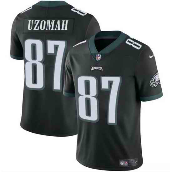 Men Philadelphia Eagles 87 C J  Uzomah Black Vapor Untouchable Limited Stitched Football Jersey