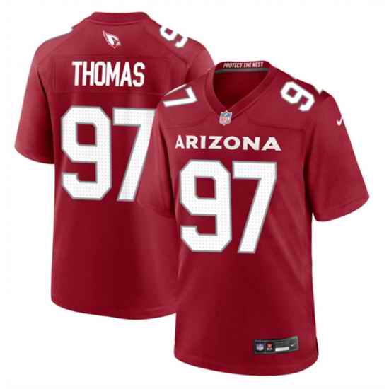 Men Arizona Cardinals 97 Cameron Thomas Red 2023 Stitched Game Football Jersey