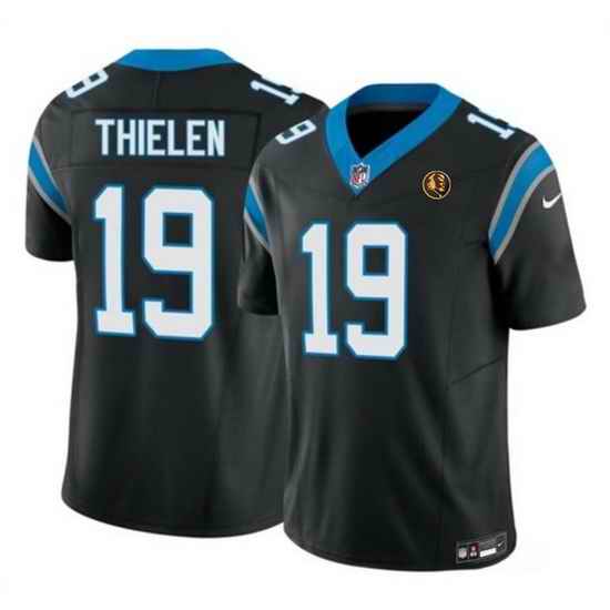 Men Carolina Panthers 19 Adam Thielen Black 2023 F U S E  With John Madden Patch Vapor Limited Stitched Football Jersey