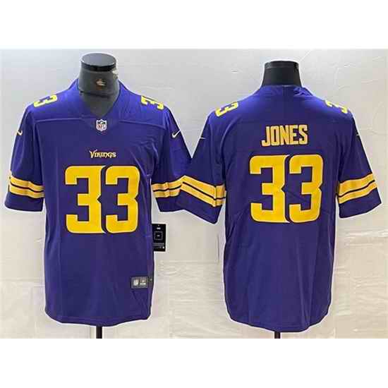 Men Minnesota Vikings 33 Aaron Jones Purple Gold Vapor Untouchable Limited Stitched Jersey