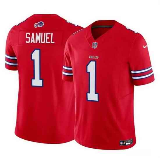 Men Buffalo Bills 1 Curtis Samuel Red 2023 F U S E  Vapor Untouchable Limited Stitched Football Jersey