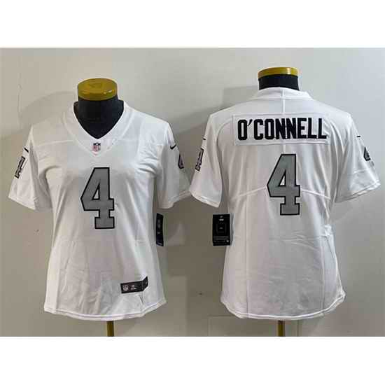 Women Las Vegas Raiders 4 Aidan O Connell White Color Rush Limited Stitched Jersey