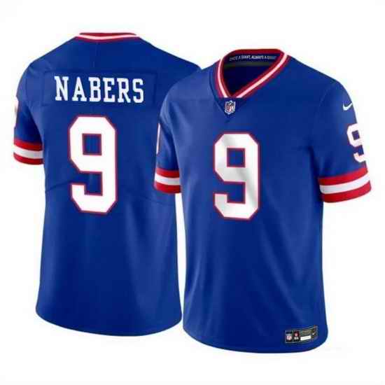 Men New York Giants 9 Malik Nabers Royal 2024 Draft Vapor Untouchable Throwback Limited Stitched Jersey