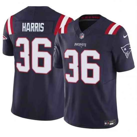 Men New England Patriots 36 Kevin Harris Navy 2023 F U S E  Vapor Limited Stitched Football Jersey