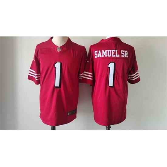 Men San Francisco 49ers 1 Deebo Samuel New Red Vapor Untouchable Limited Stitched Football Jersey