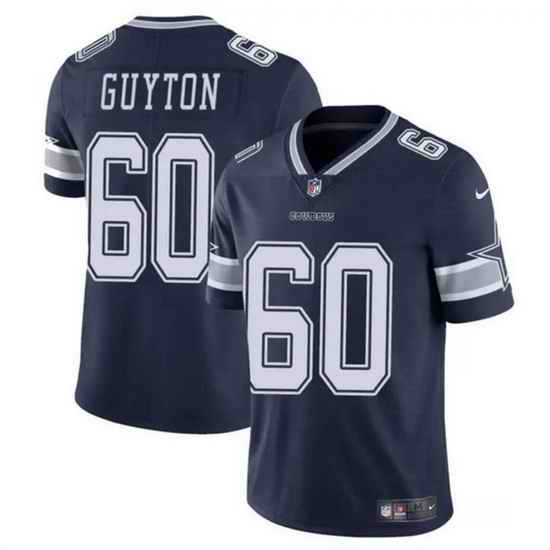 Men Dallas Cowboys 60 Tyler Guyton Navy 2024 Draft Vapor Untouchable Limited Stitched Football Jersey