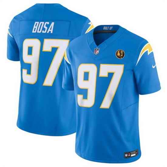 Men Los Angeles Chargers 97 Joey Bosa Light Blue 2023 F U S E  With John Madden Patch Vapor Limited Stitched Football Jersey