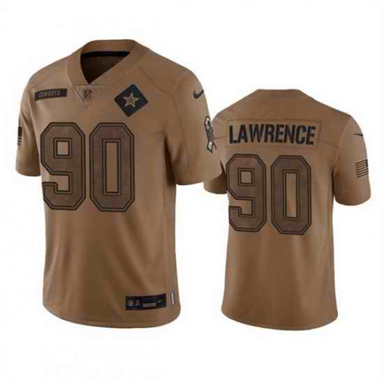 Men Dallas Cowboys 90 DeMarcus Lawrence 2023 Brown Salute To Service Limited Stitched Football Jersey