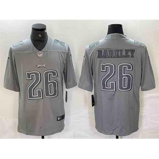 Men Philadelphia Eagles 26 Saquon Barkley Grey Atmosphere Fashion Stitched Jersey